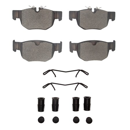 Dynamic Friction Co 5000 Advanced Brake Pads - Low Metallic and Hardware Kit, Long Pad Wear, Rear 1551-2367-01
